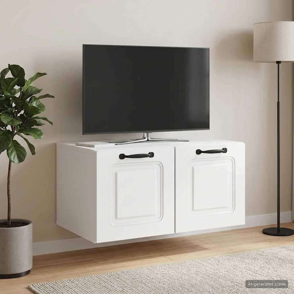 Gabinete de TV de parede branco brilhante 59,5 x 41 x 30 cm