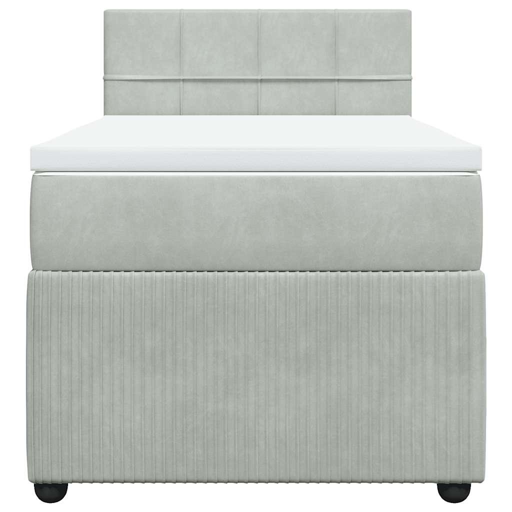 Cama com molas/colchão 90x200 cm veludo cinza-claro
