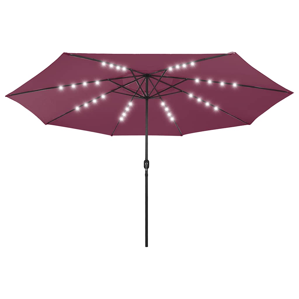 Guarda-sol de jardim com luzes LED 400 cm bordô