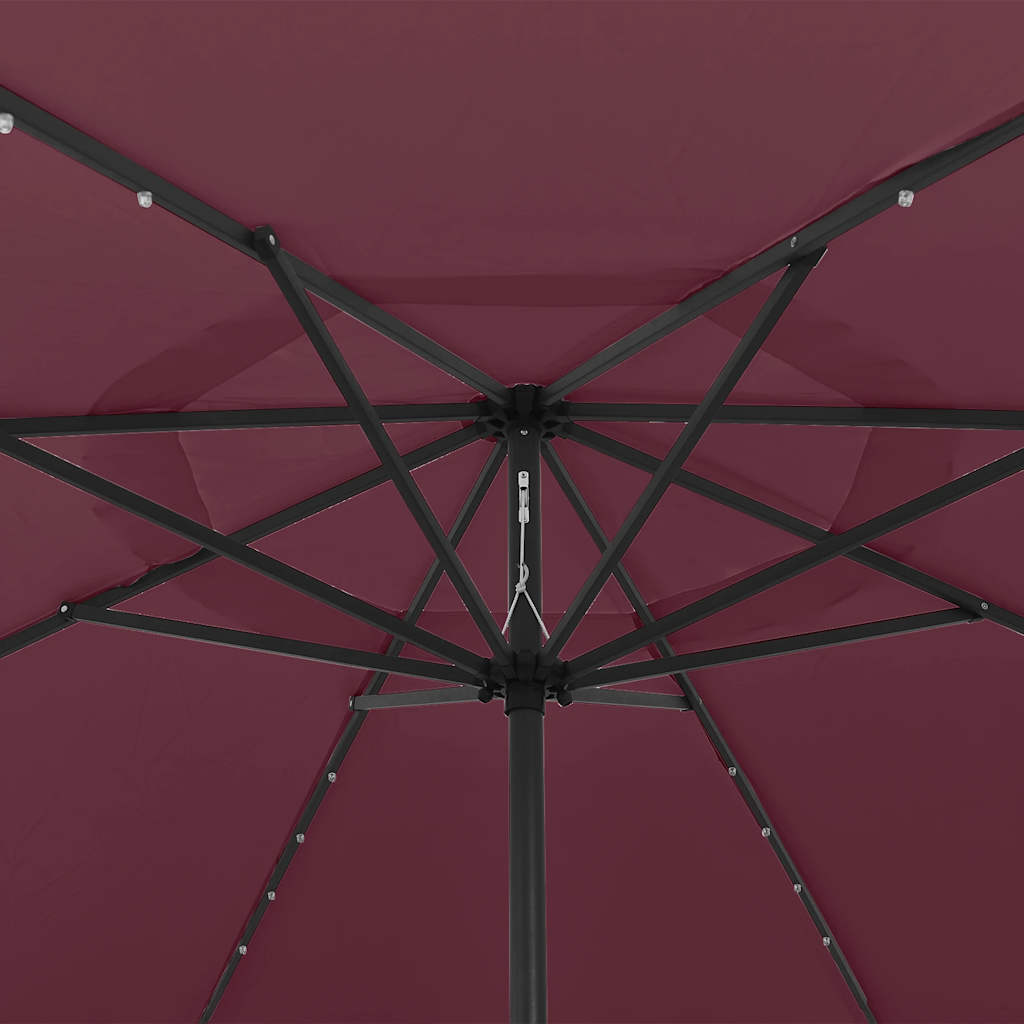 Guarda-sol de jardim com luzes LED 400 cm bordô