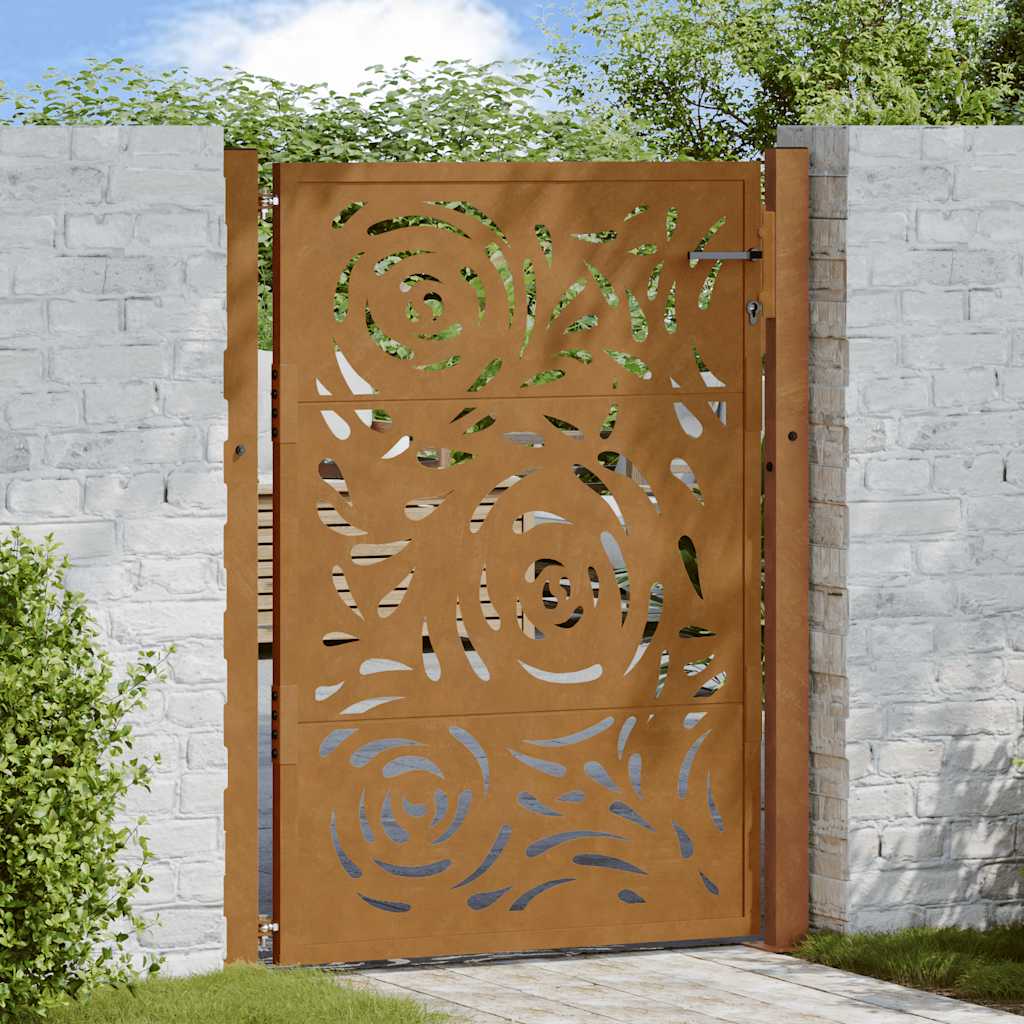 Portão de jardim 100x150 cm em aço resistente às intempéries com design de chama