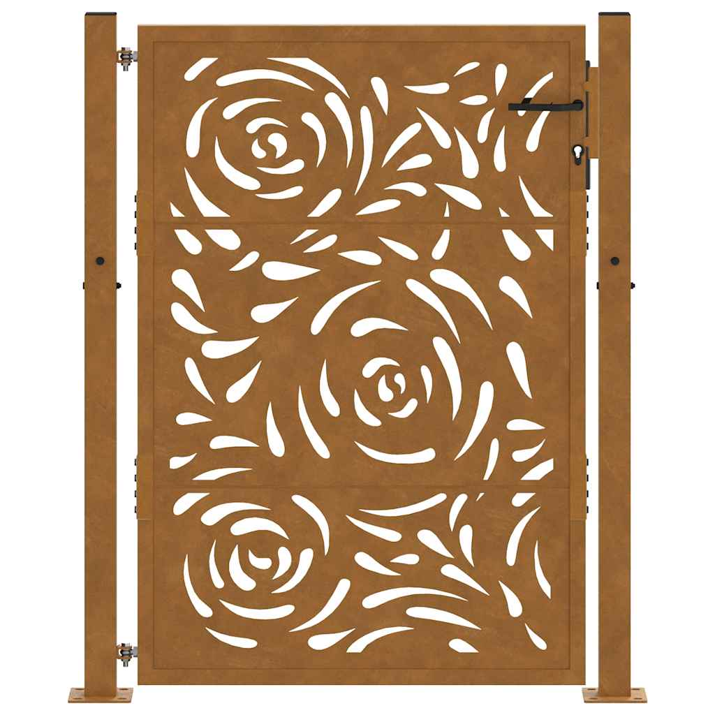 Portão de jardim 100x150 cm em aço resistente às intempéries com design de chama
