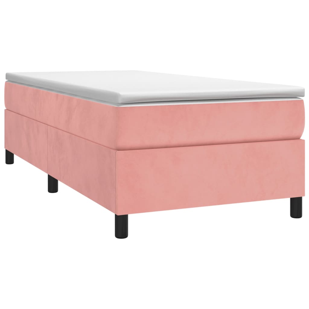Estrutura de cama com molas 80x200 cm veludo rosa