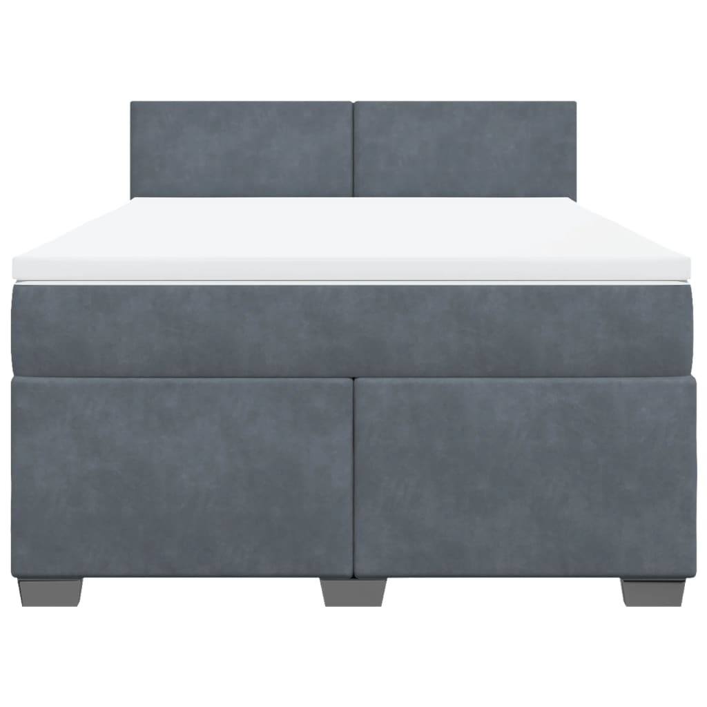 Cama com molas/colchão 140x190 cm veludo cinzento-escuro