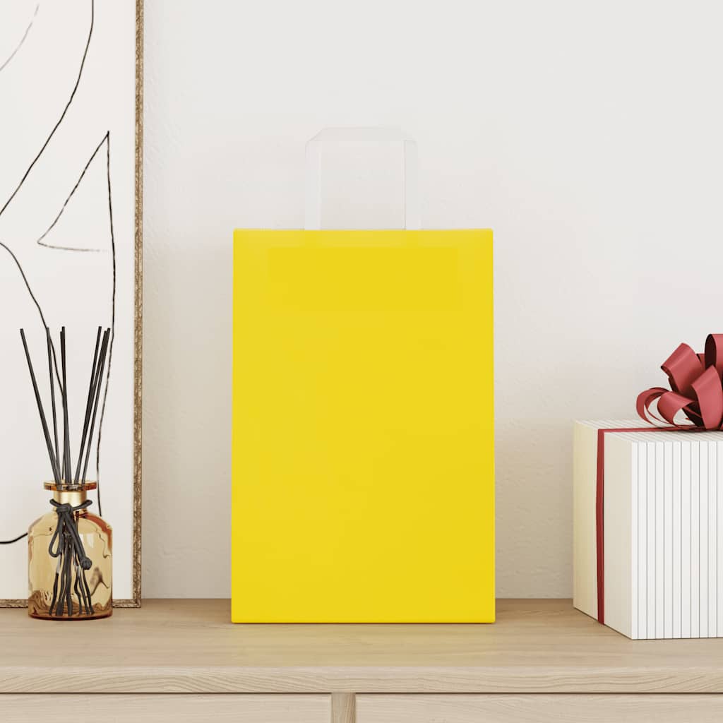 Sacos de papel 250 unid com alças amarelo 21x11x31 cm