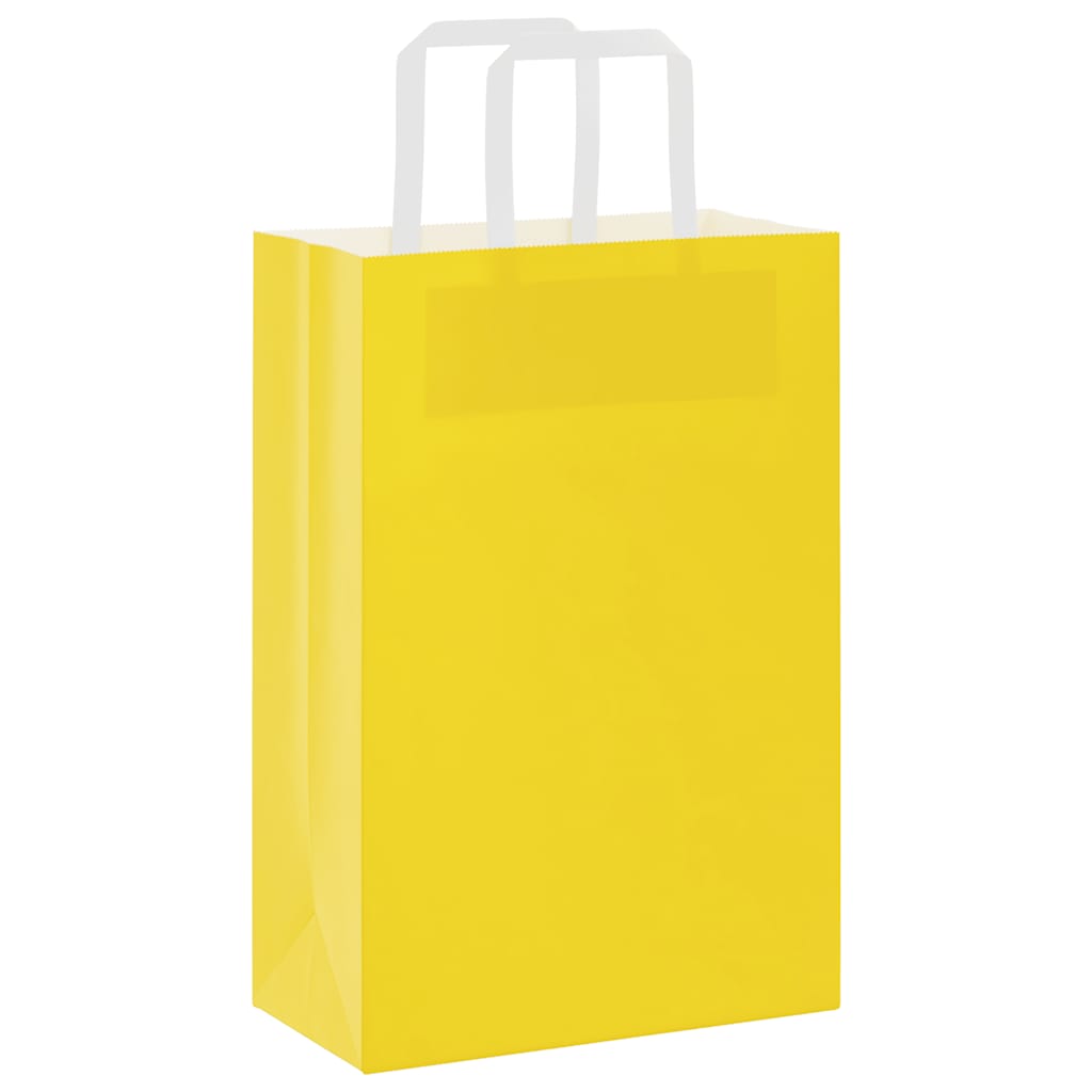 Sacos de papel 250 unid com alças amarelo 21x11x31 cm