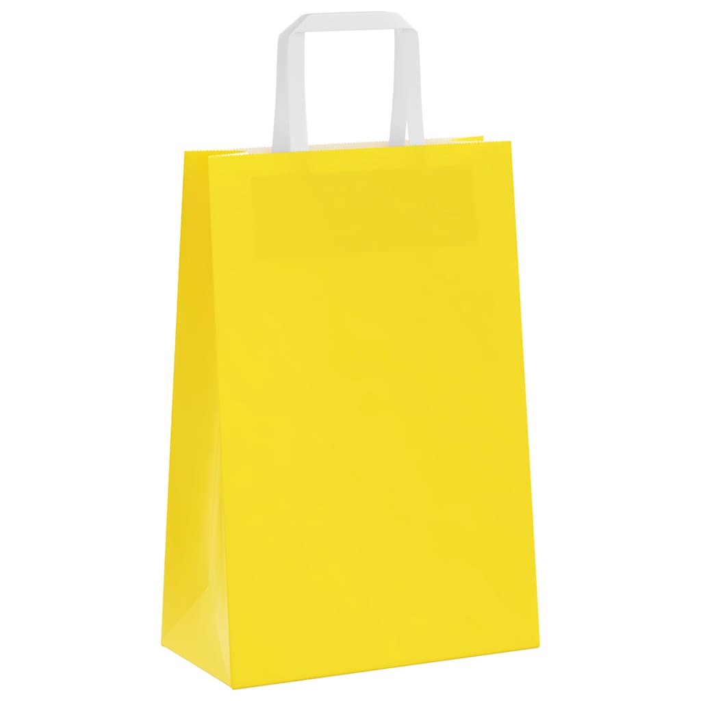 Sacos de papel 250 unid com alças amarelo 21x11x31 cm