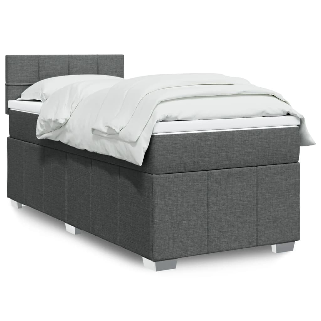 Cama com molas/colchão 90x190 cm tecido cinza-escuro