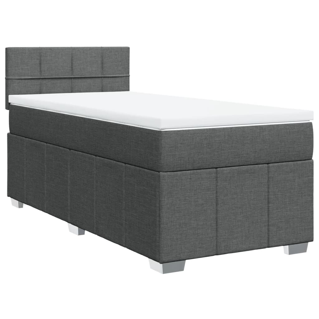 Cama com molas/colchão 90x190 cm tecido cinza-escuro