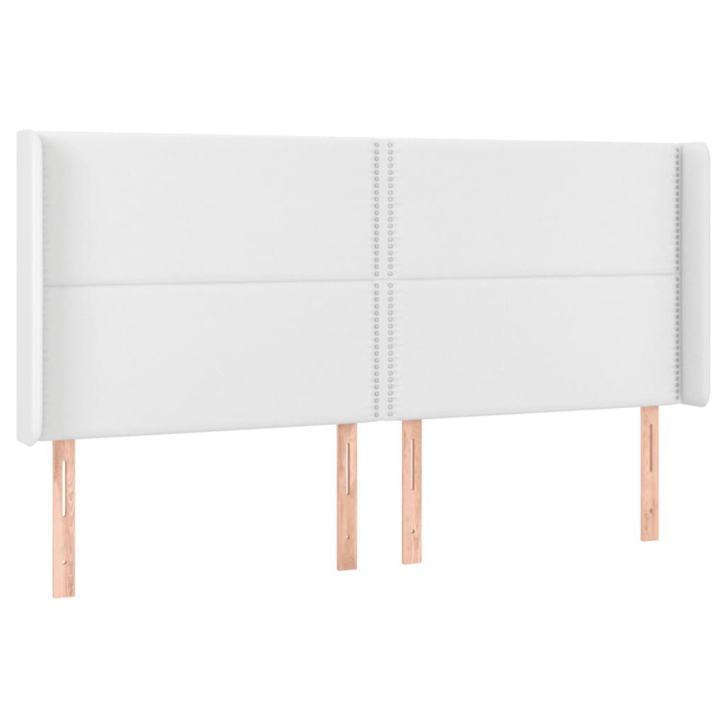 Cabeceira cama c/ LED couro artificial 203x16x118/128 cm branco