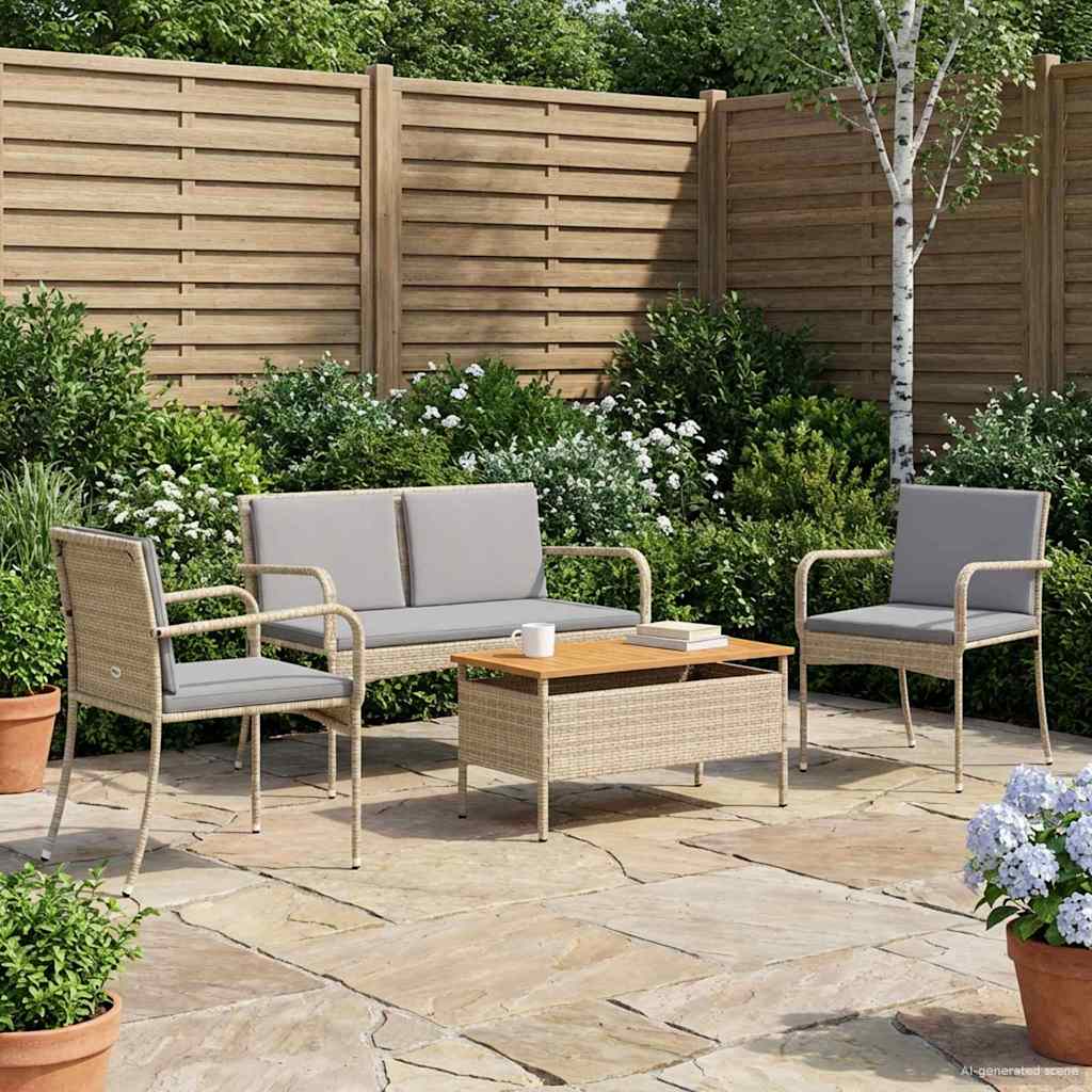 Conjunto para jardim bege vime PE