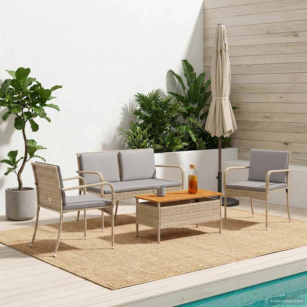 Conjunto para jardim bege vime PE