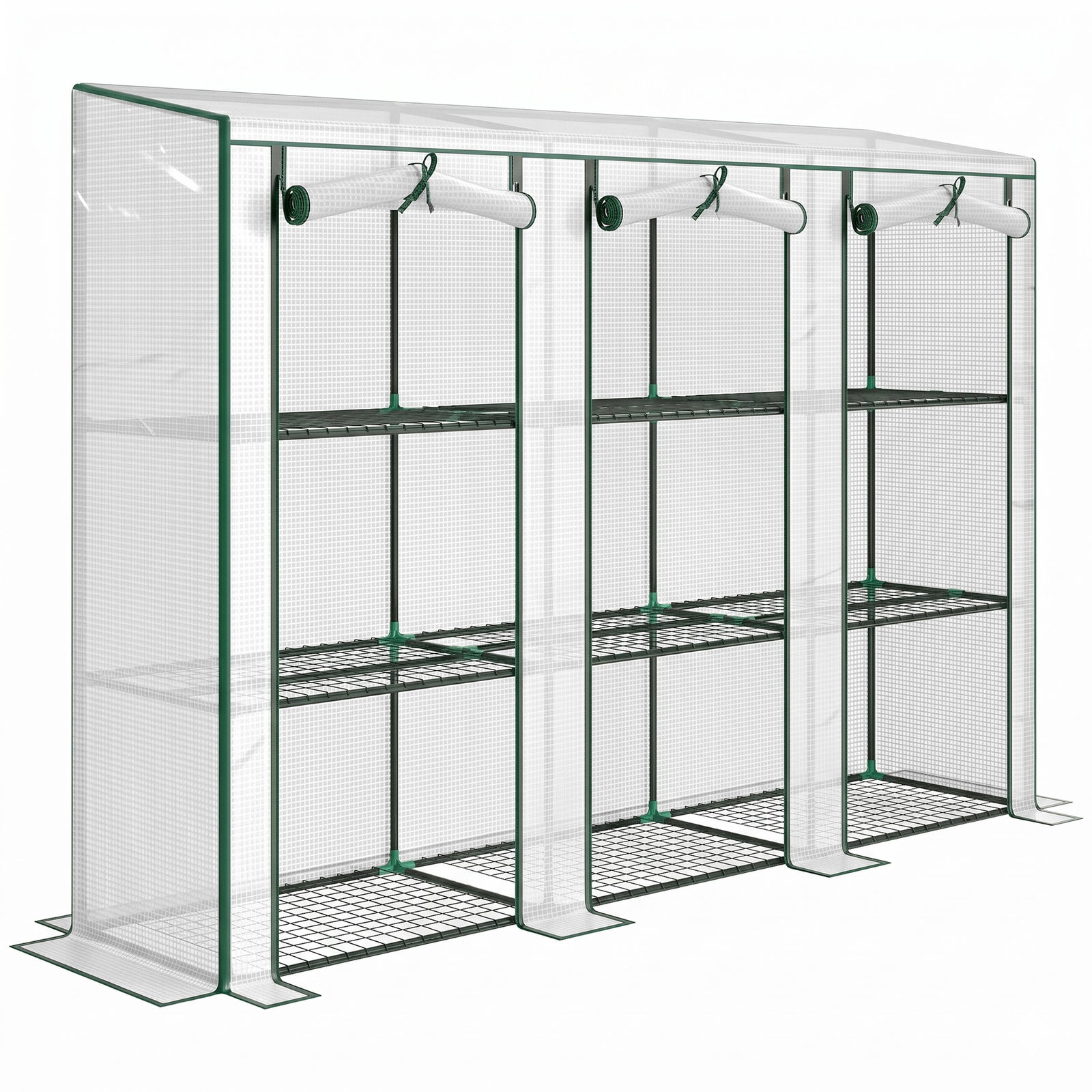 Estufa pequena com prateleiras de 3 níveis portas com fecho de correr estufa para cultivar 215x46x151 cm branco