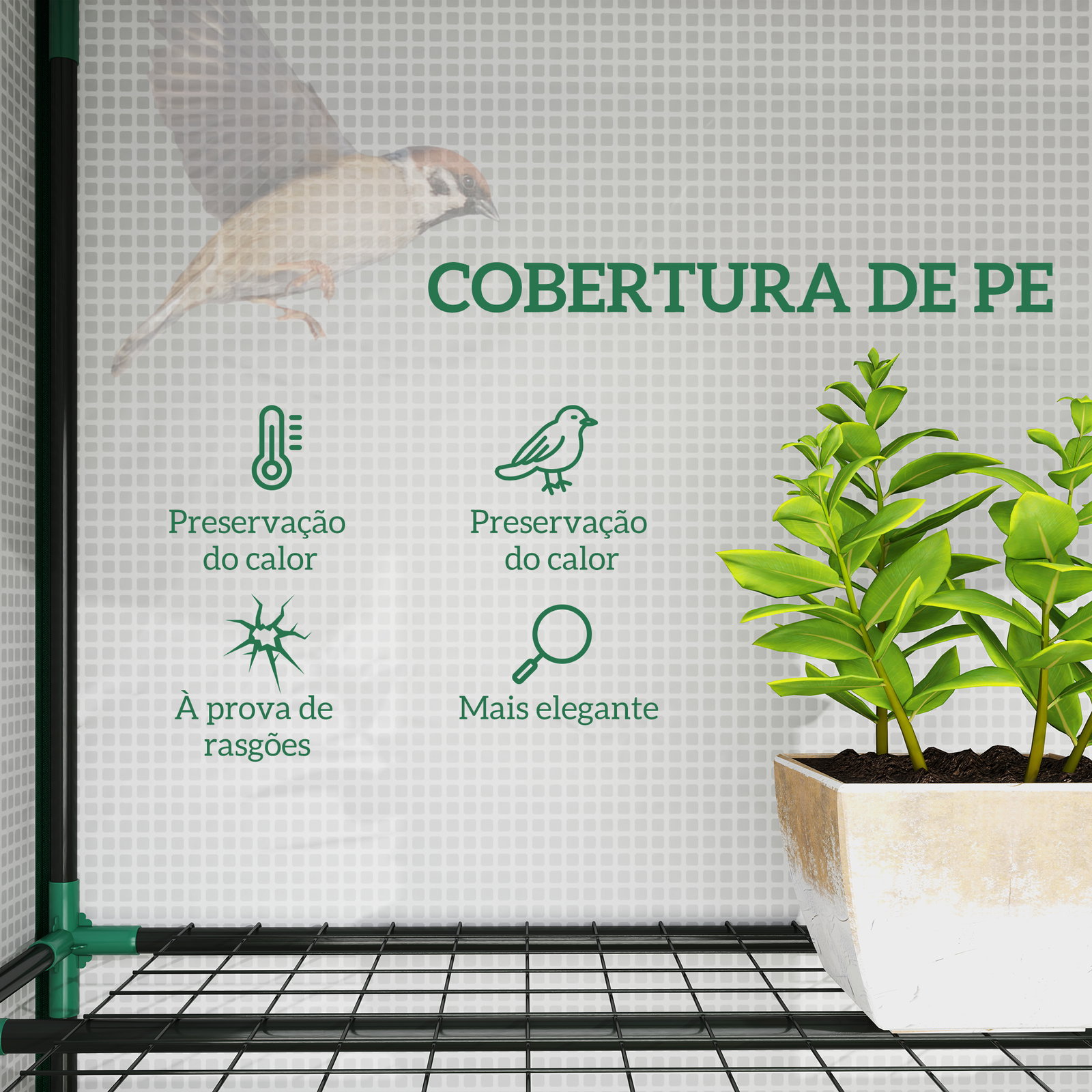 Estufa pequena com prateleiras de 3 níveis portas com fecho de correr estufa para cultivar 215x46x151 cm branco