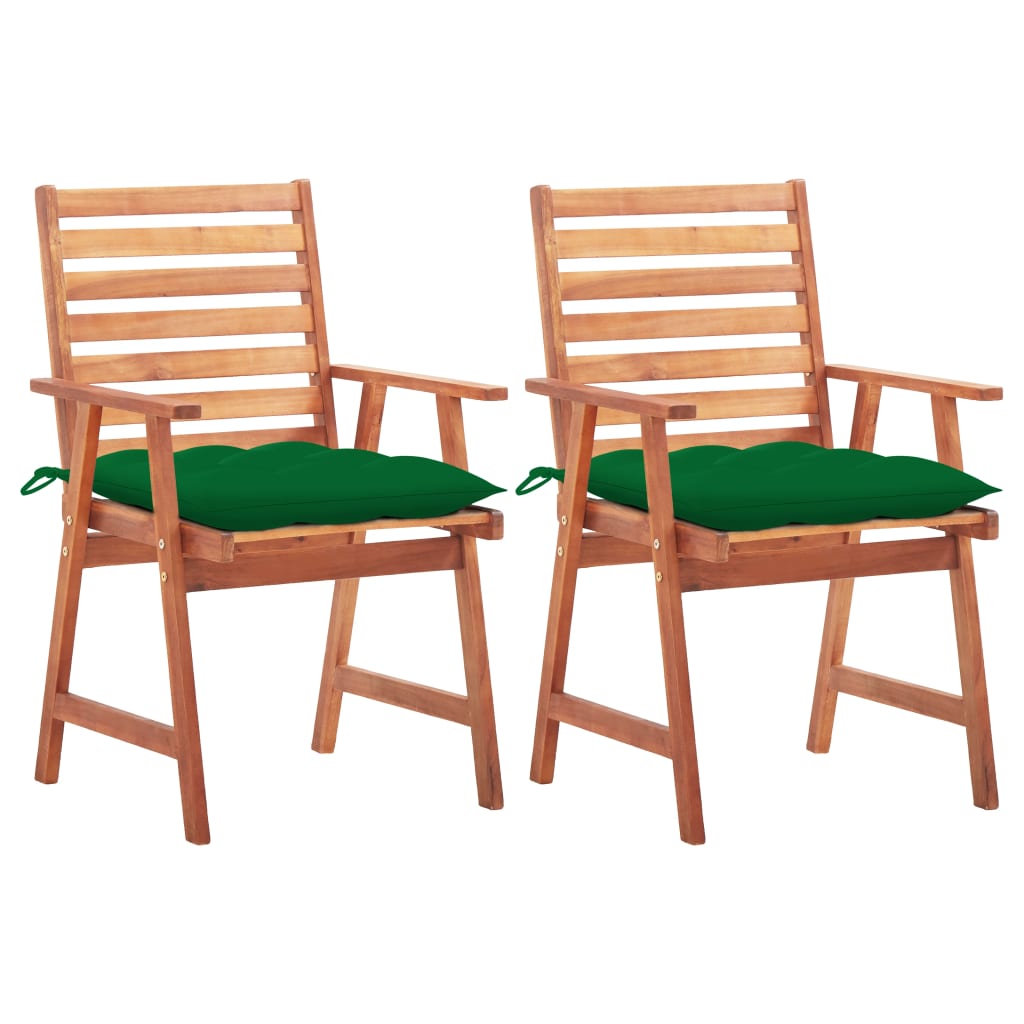 Cadeiras de jantar p/ jardim 2 pcs c/ almofadões acácia maciça