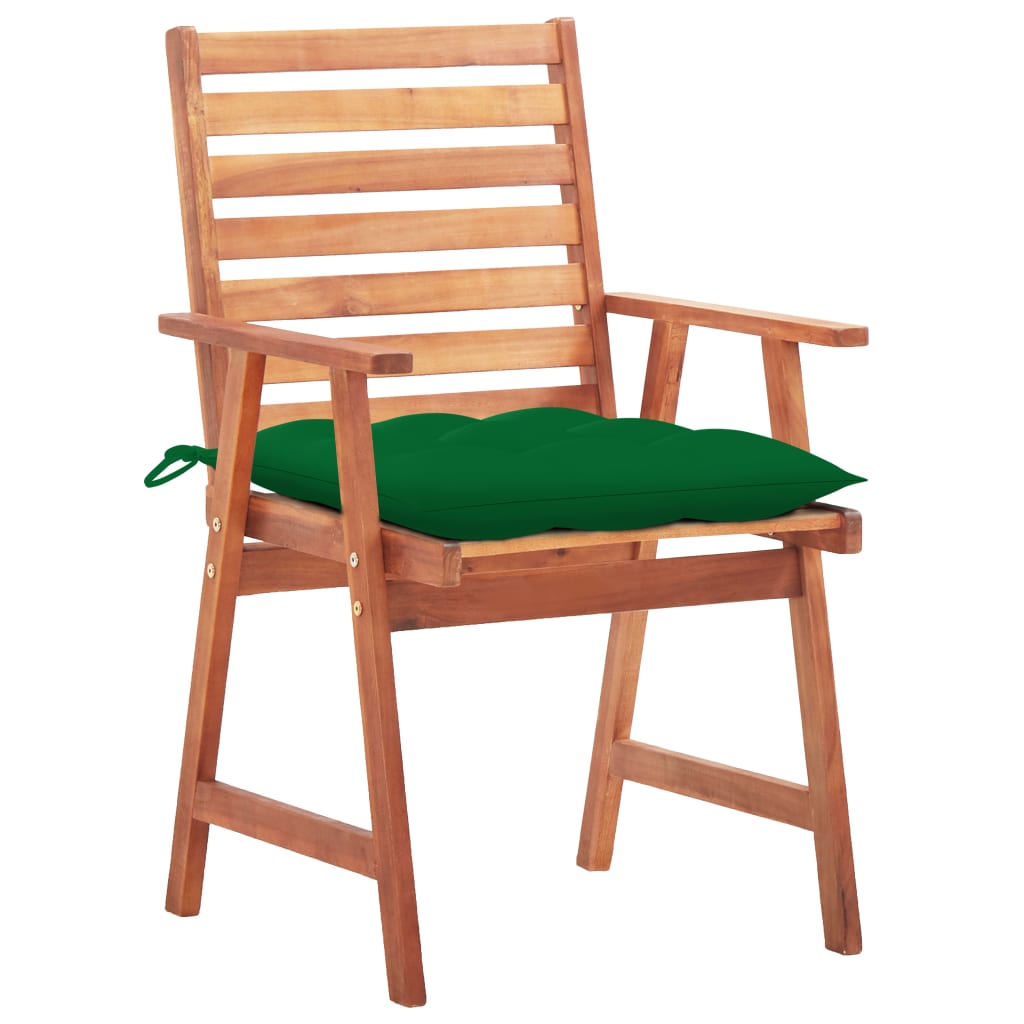 Cadeiras de jantar p/ jardim 2 pcs c/ almofadões acácia maciça
