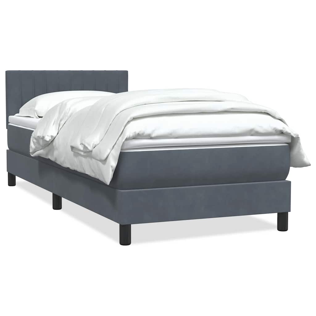 Cama com molas/colchão cinza-escuro 80x220 cm veludo