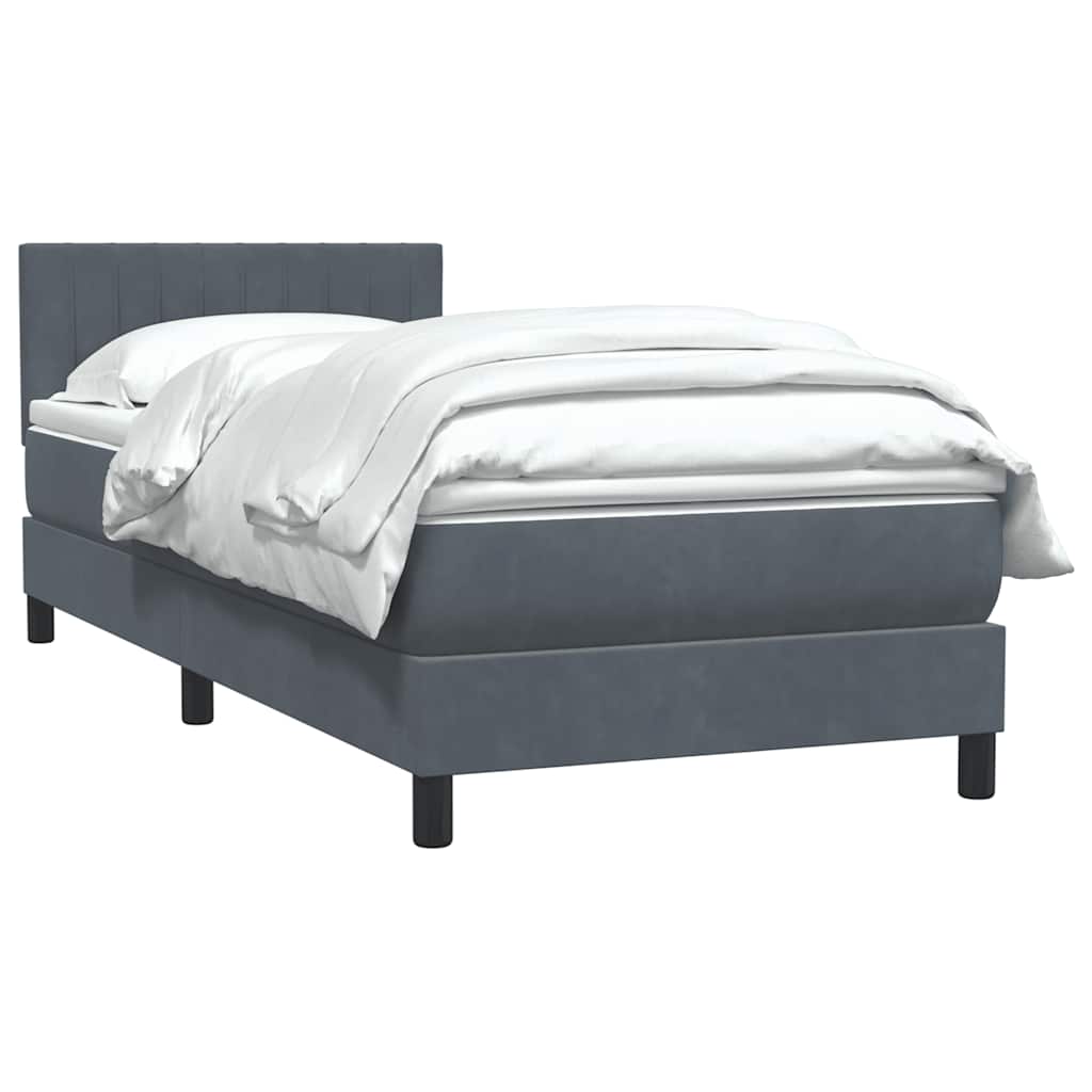 Cama com molas/colchão cinza-escuro 80x220 cm veludo