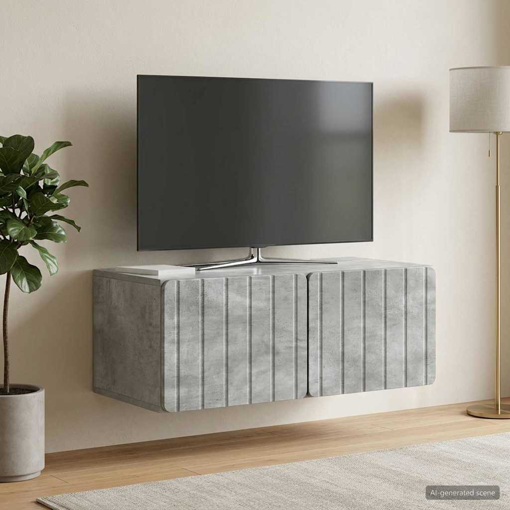 Gabinete de TV de parede 78,5 x 41 x 30 cm cinzento cimento