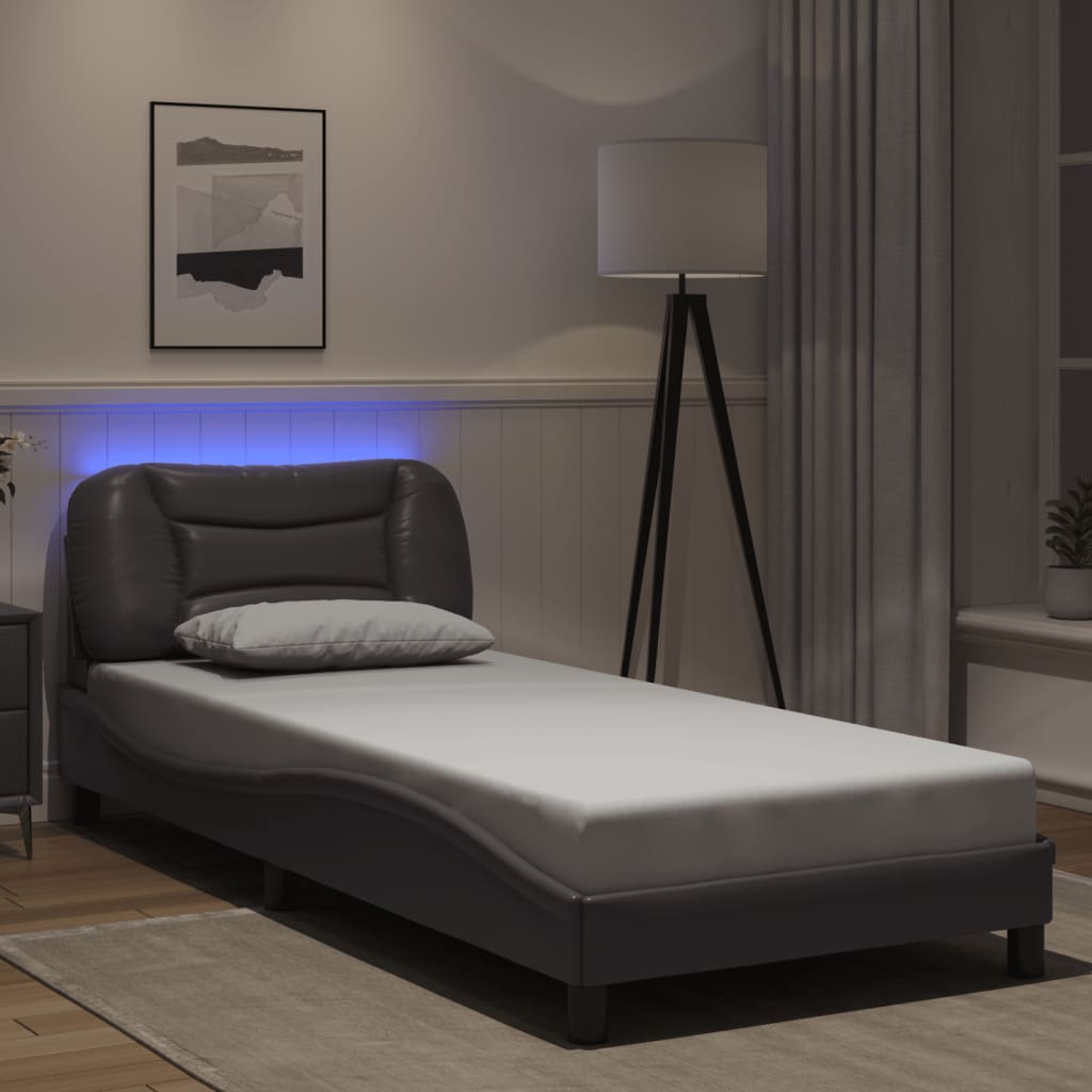 Estrutura de cama com LED sem colchão hvar 90x190 cm cinzento