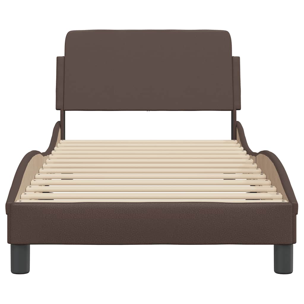 Estrutura de cama dover couro artificial 80x200 cm castanho