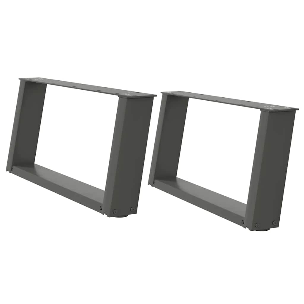 Pés para mesa de centro em forma de u, 2 peças, antracite, 60x(30-31) cm, aço