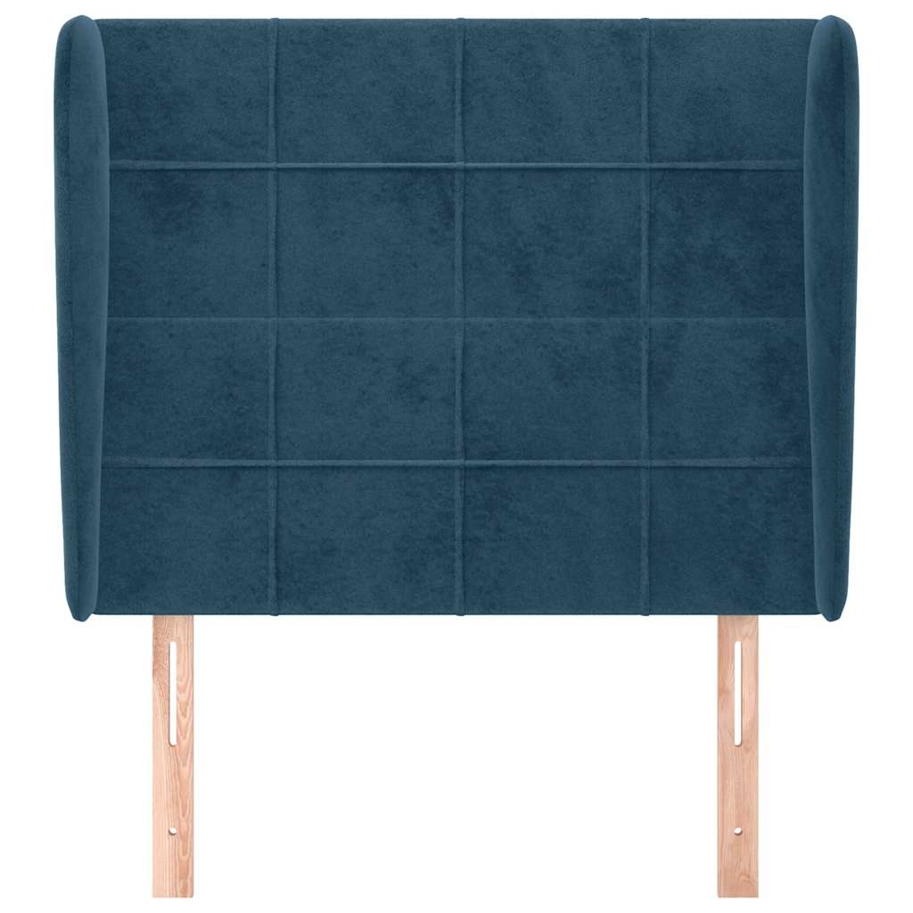 Cabeceira cama c/ abas veludo 103x23x118/128 cm azul-escuro