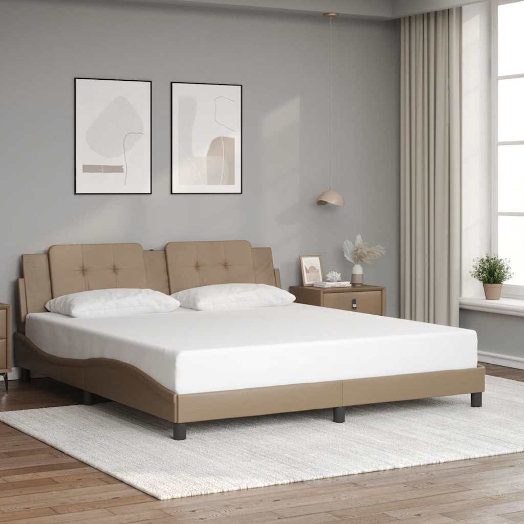 Estrutura de cama sem colchão zadar 180x200 cm couro artificial cappuccino