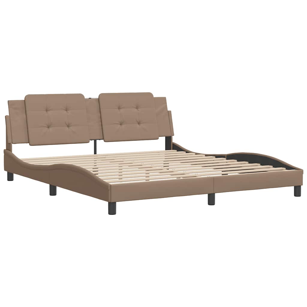 Estrutura de cama sem colchão zadar 180x200 cm couro artificial cappuccino