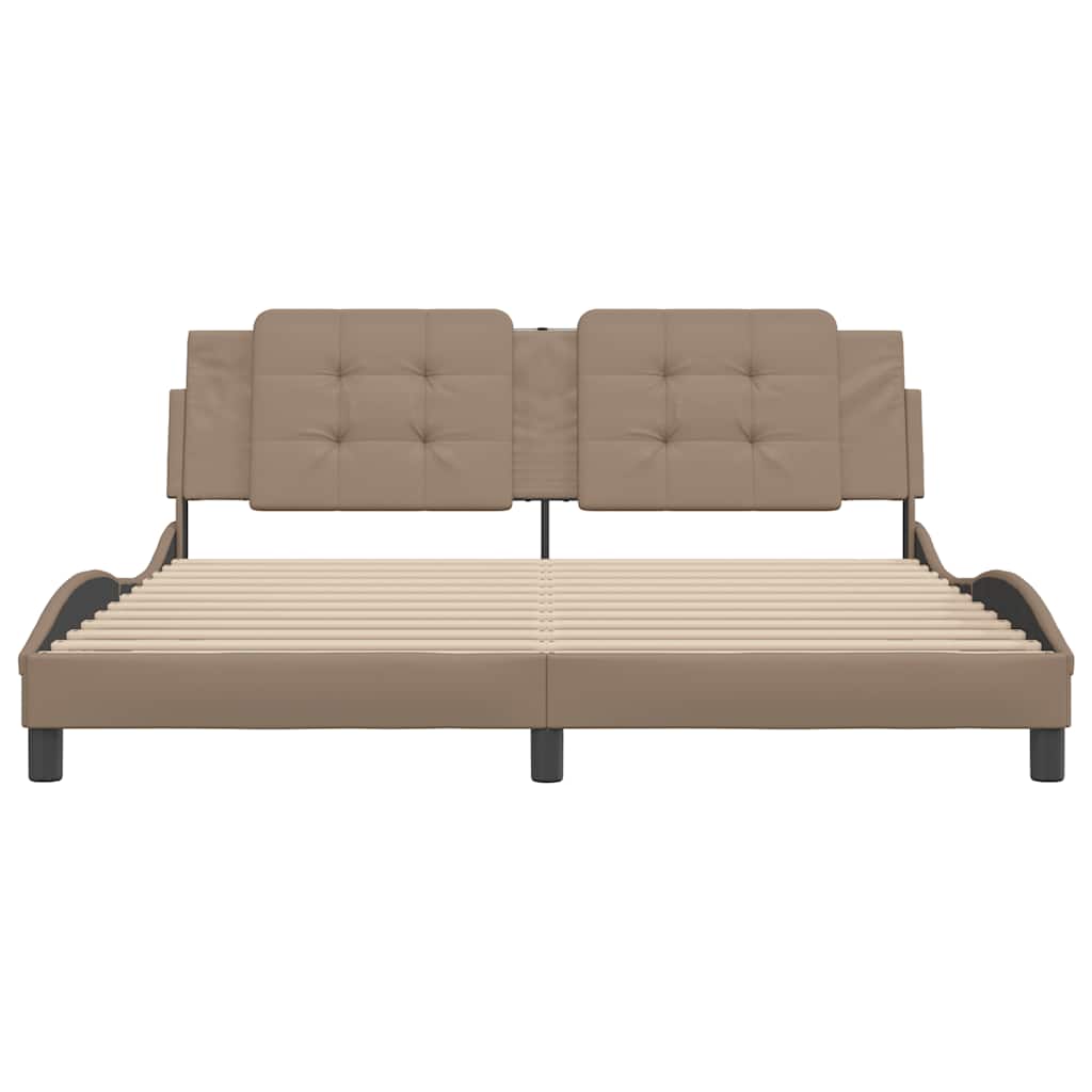 Estrutura de cama sem colchão zadar 180x200 cm couro artificial cappuccino