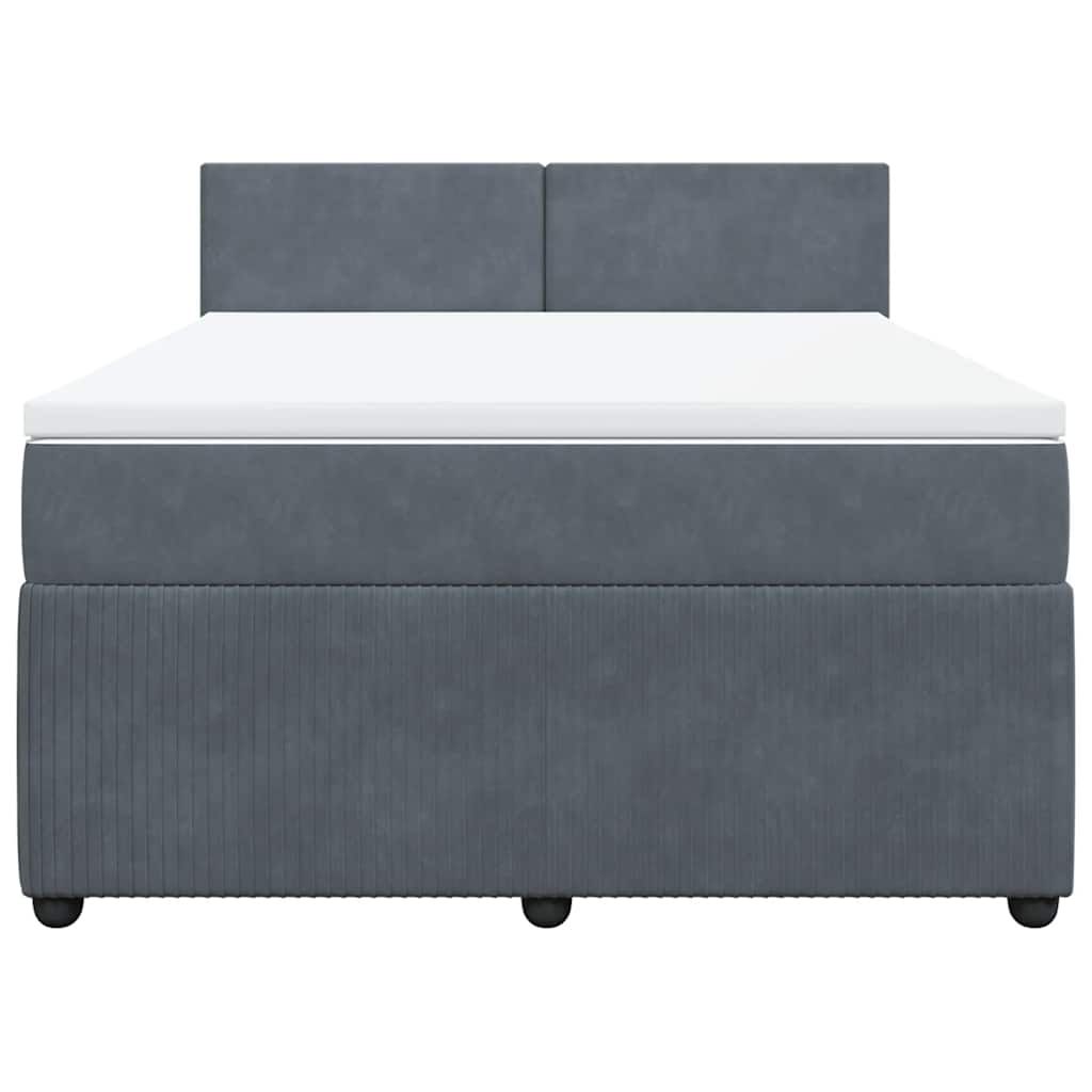 Cama com molas/colchão 140x200 cm veludo cinzento-escuro