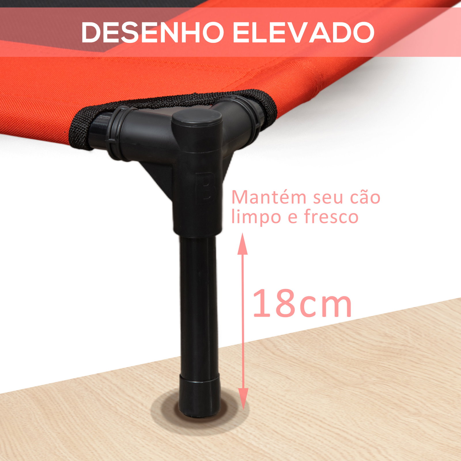 Cama elevada para cães cama de animais de estimação com malha transpirável e tecido oxford para exterior interior ar livre jardim terraço 91,5x76,2x18cm vermelho