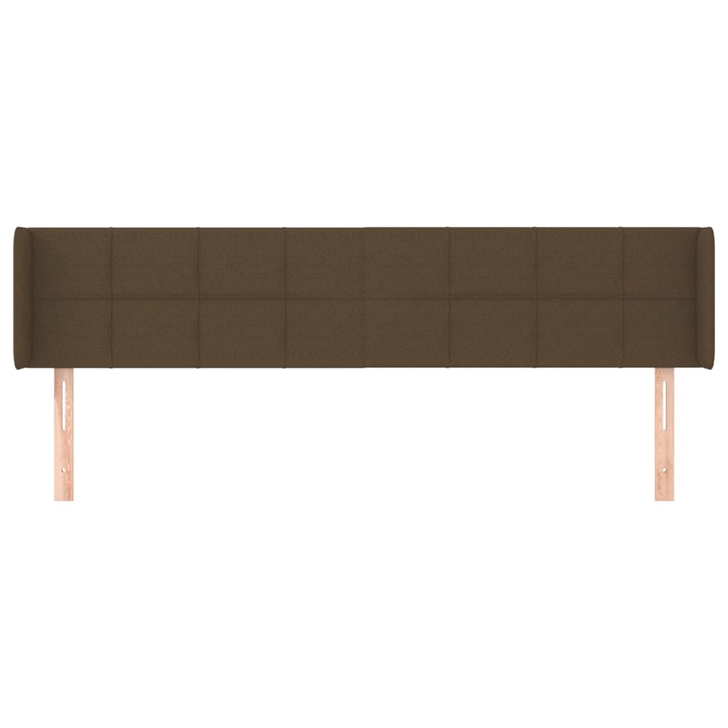 Cabeceira de cama c/ abas tecido 203x16x78/88cm castanho-escuro