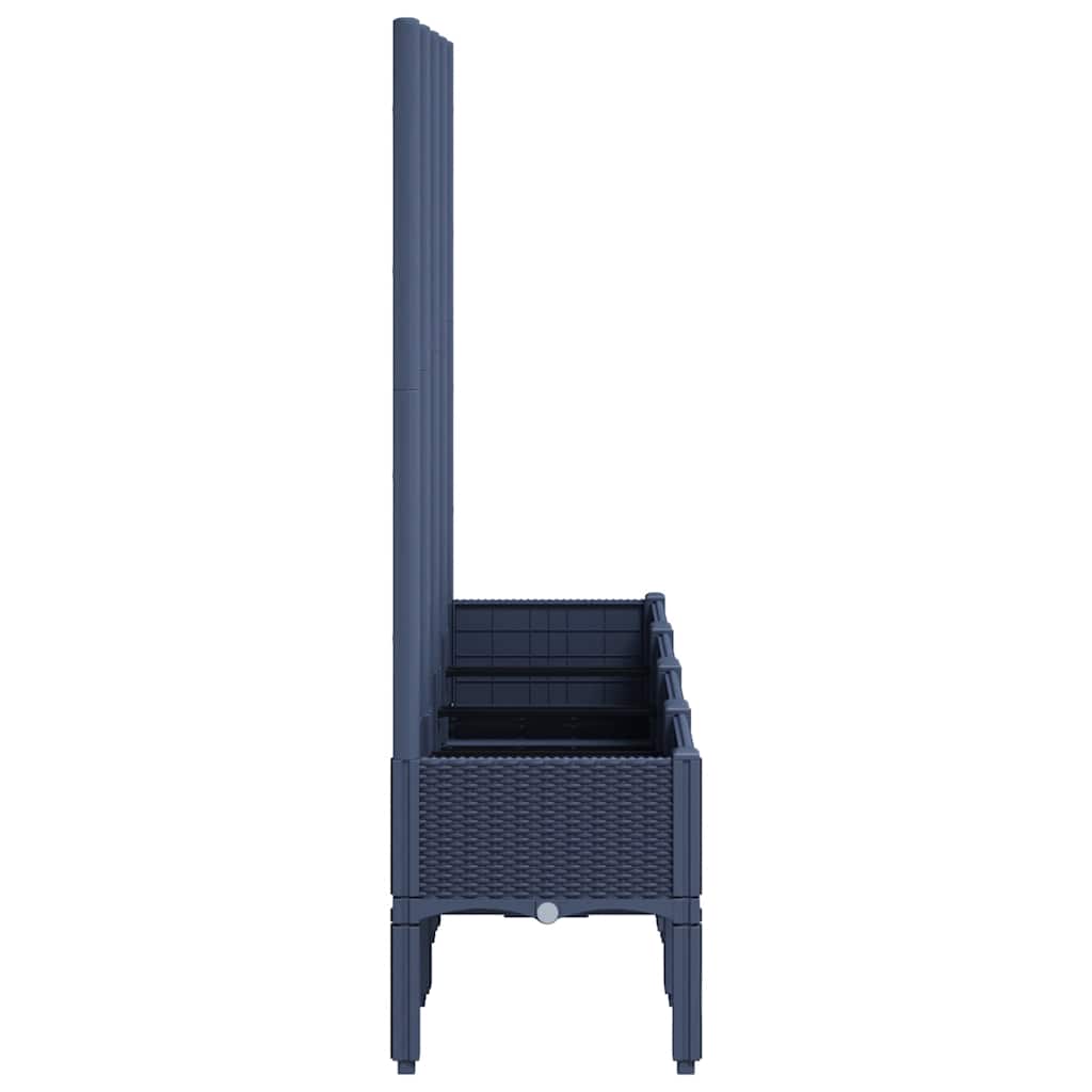 Vaso/floreira de jardim c/ treliça 160x40x142 cm PP cinzento azul