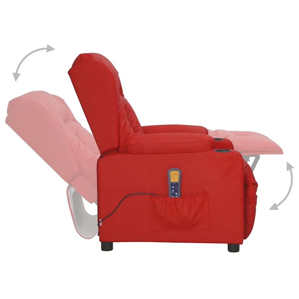 Cadeira de massagens couro artificial vermelho tinto