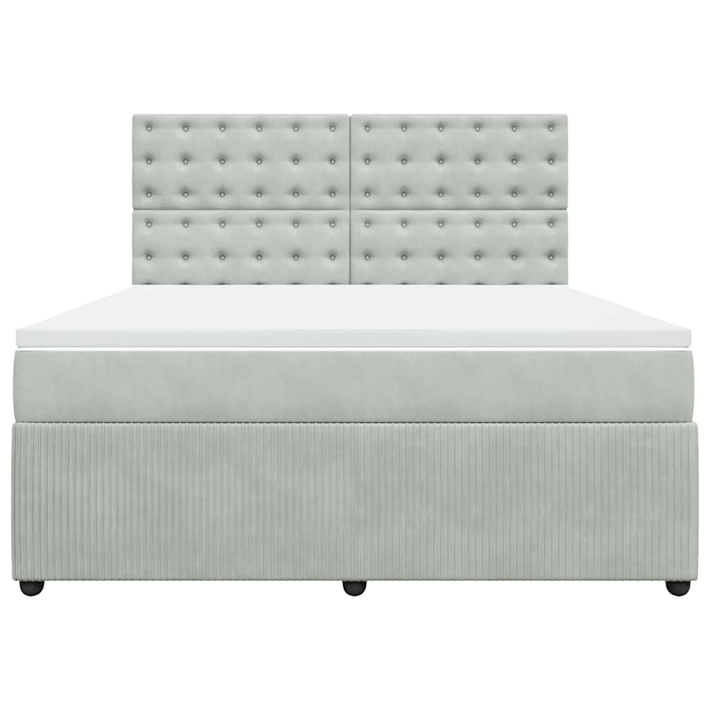 Cama com molas/colchão 180x200 cm veludo cinzento-claro