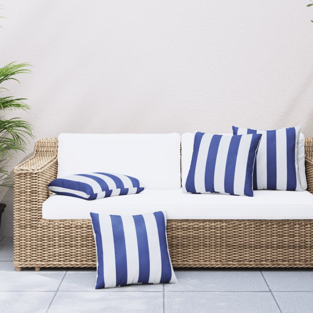 Almofadas decorativas 4pcs 60x60 cm tecido riscas azul/branco