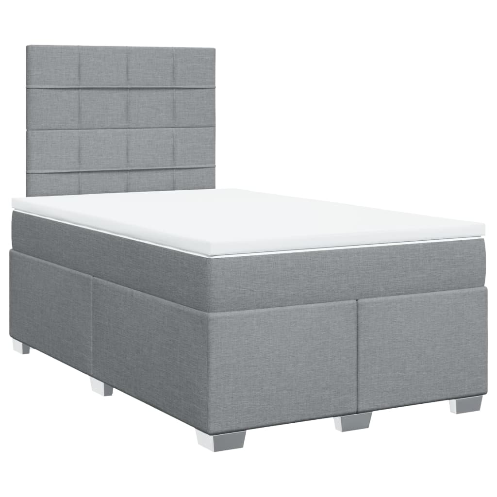 Cama boxspring com colchão 120x190 cm tecido cinzento-claro