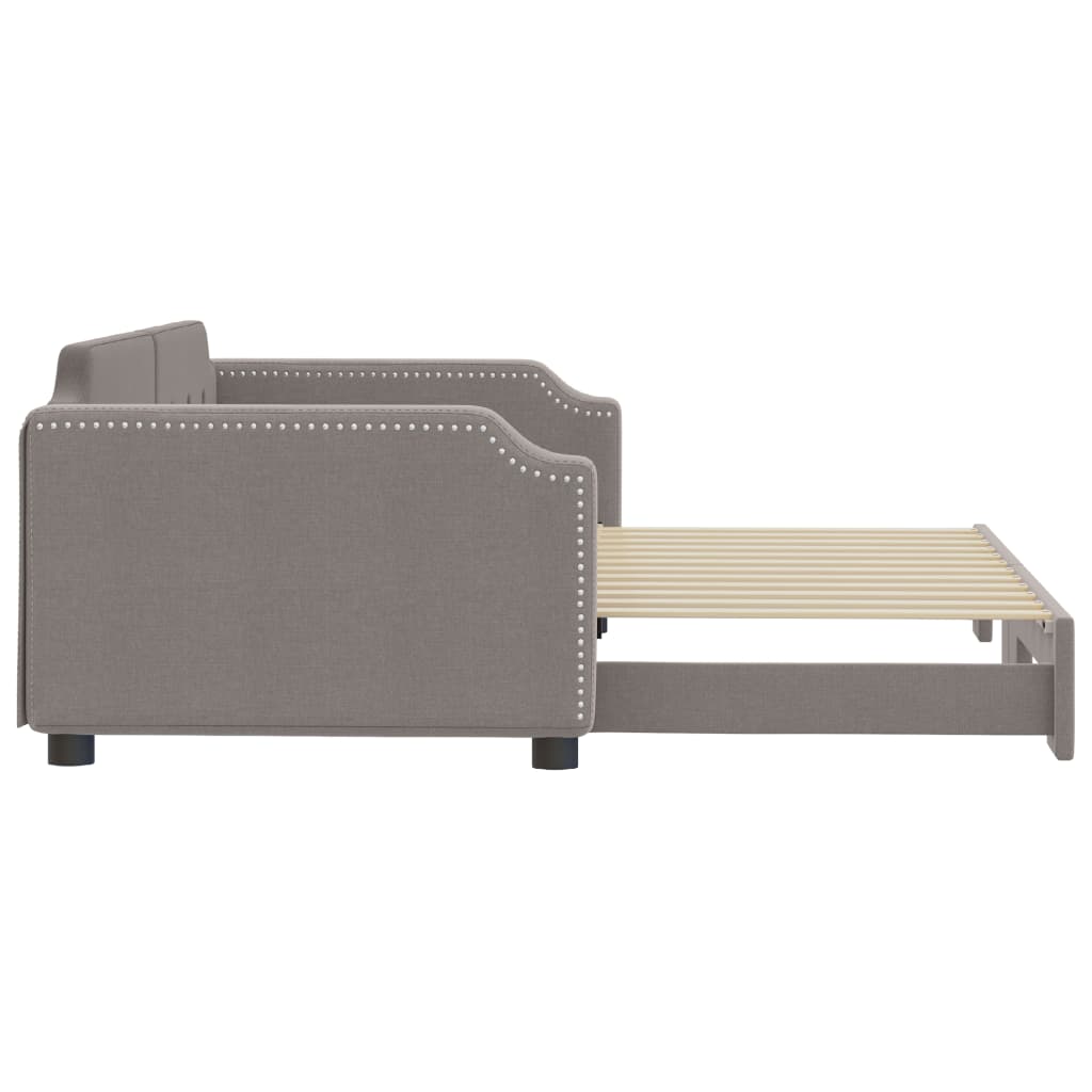 Sofá-cama com gavetão 100x200 cm tecido cinzento-acastanhado