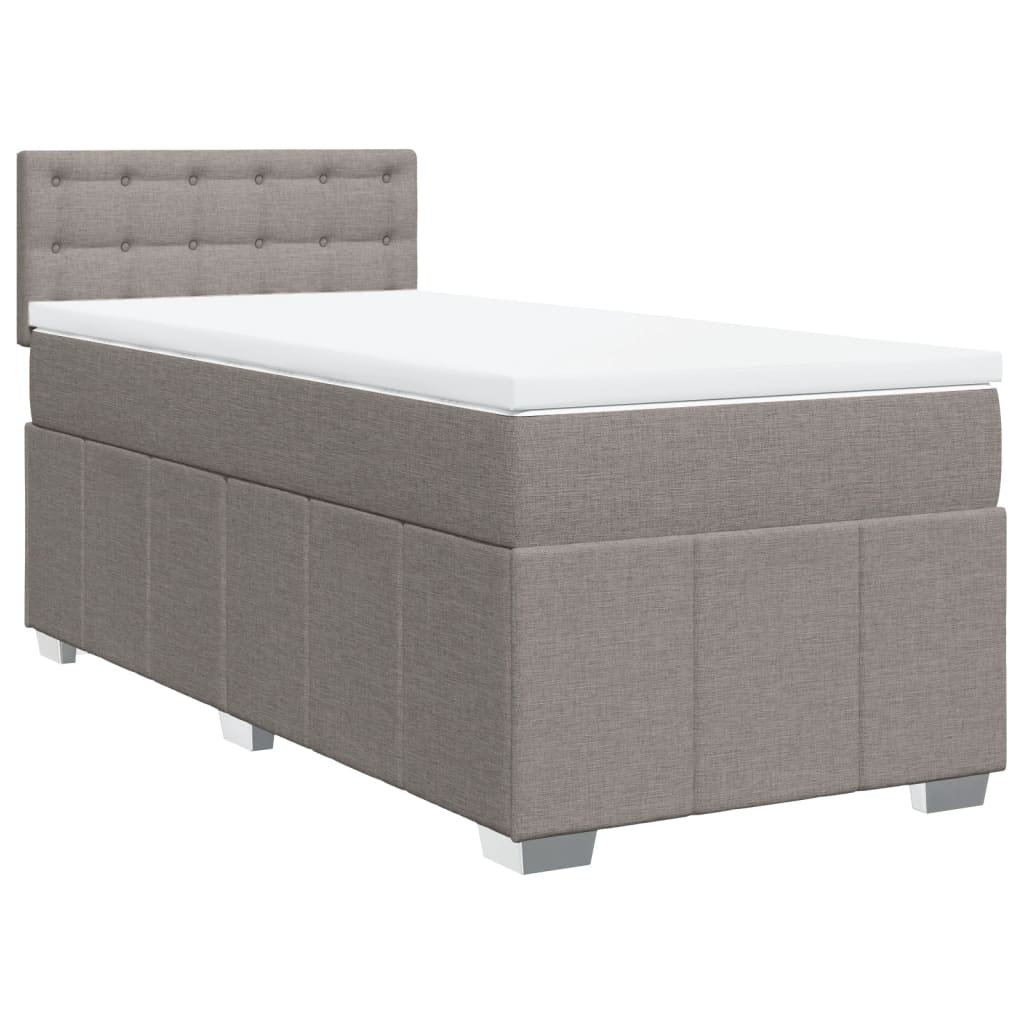 Cama com molas/colchão 100x200 cm tecido cinza-acastanhado