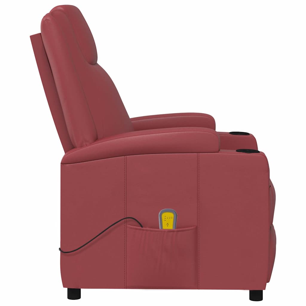 Cadeira de massagens couro artificial vermelho tinto