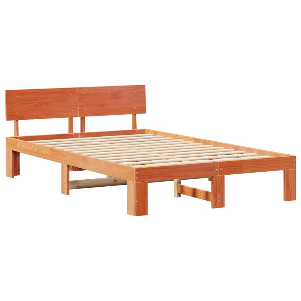 Estrutura da cama com cabeceira marrom cera 140 x 190 cm
