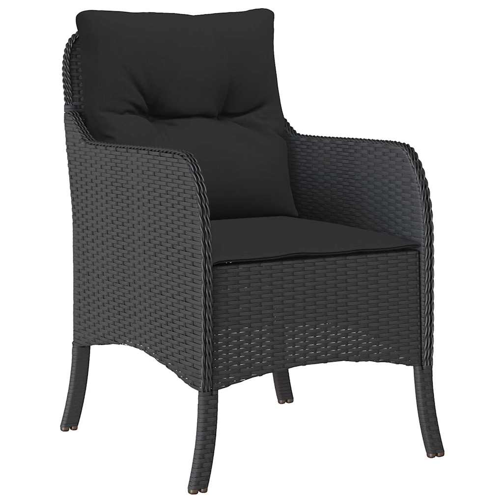 5 Pcs conjunto de jantar p/ jardim c/ almofadões vime PE preto