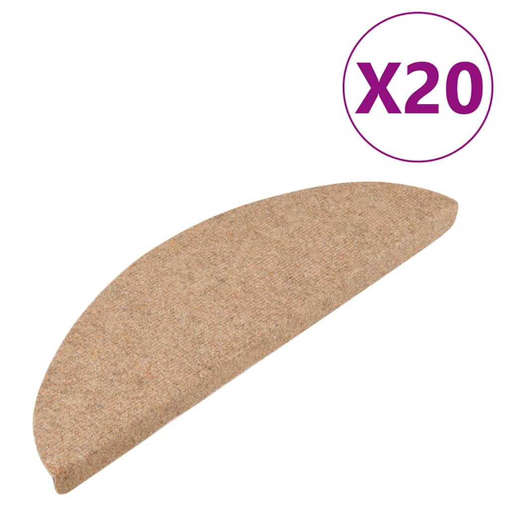 Tapetes de escada adesivos 20 pcs 56x17x3 cm bege