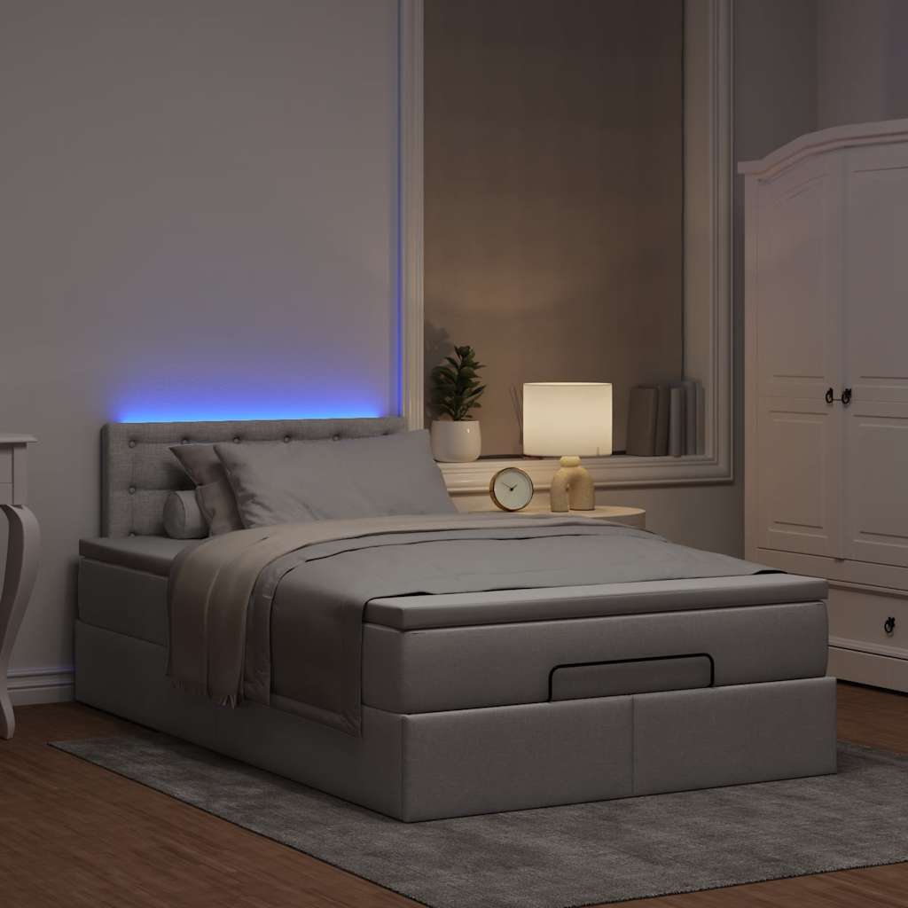 Moldura de cama otomana com tecido cinza 120x200cm