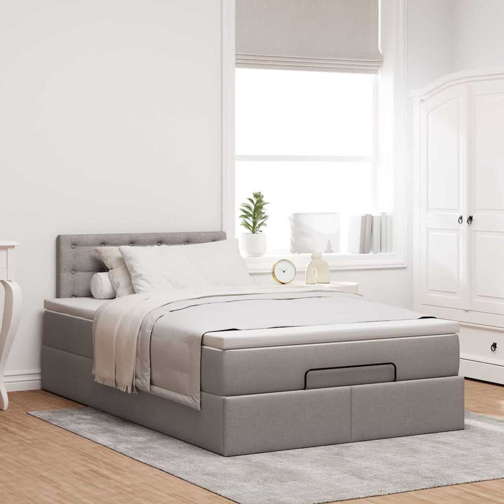 Moldura de cama otomana com tecido cinza 120x200cm