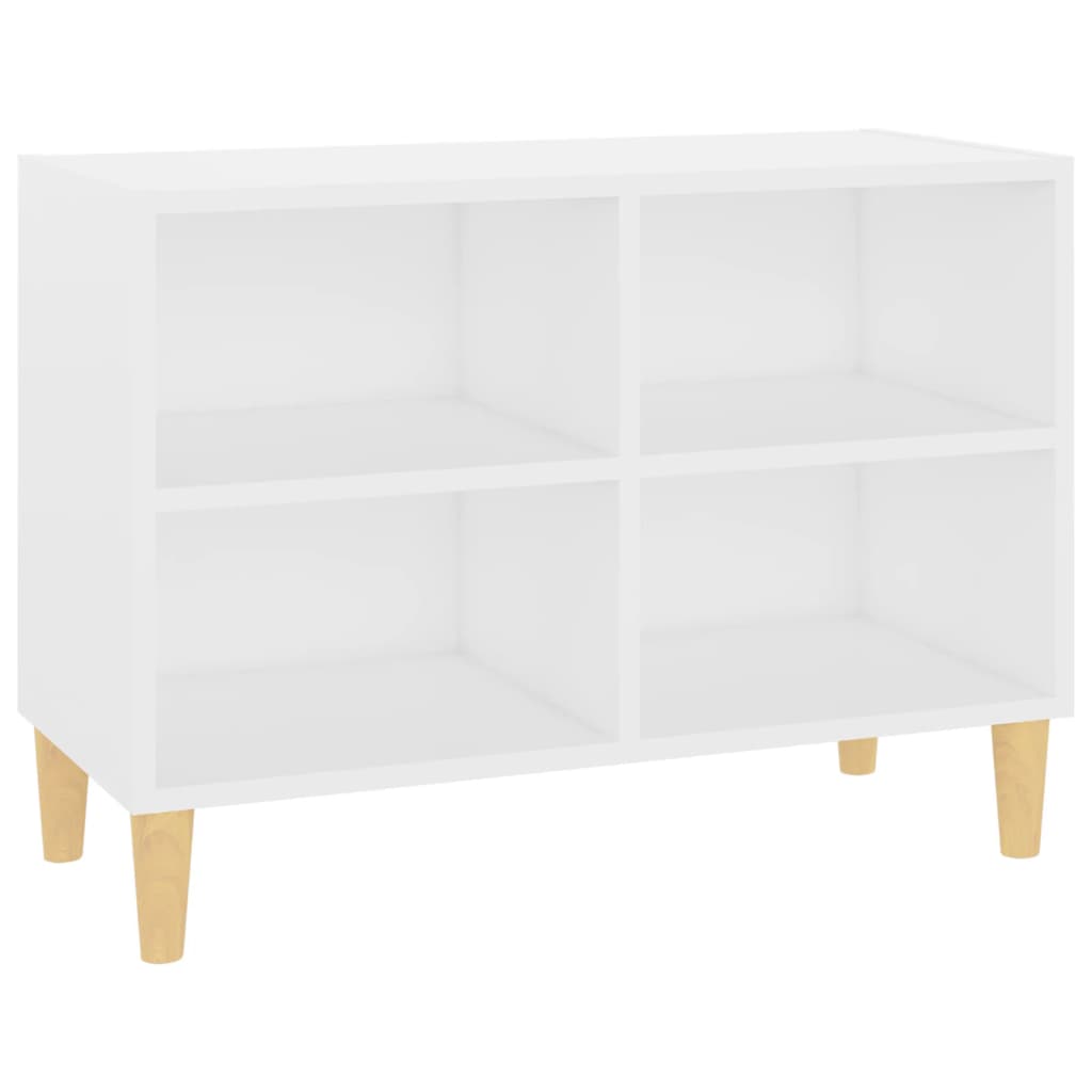 Móvel de TV com pernas em madeira maciça 69,5x30x50 cm branco