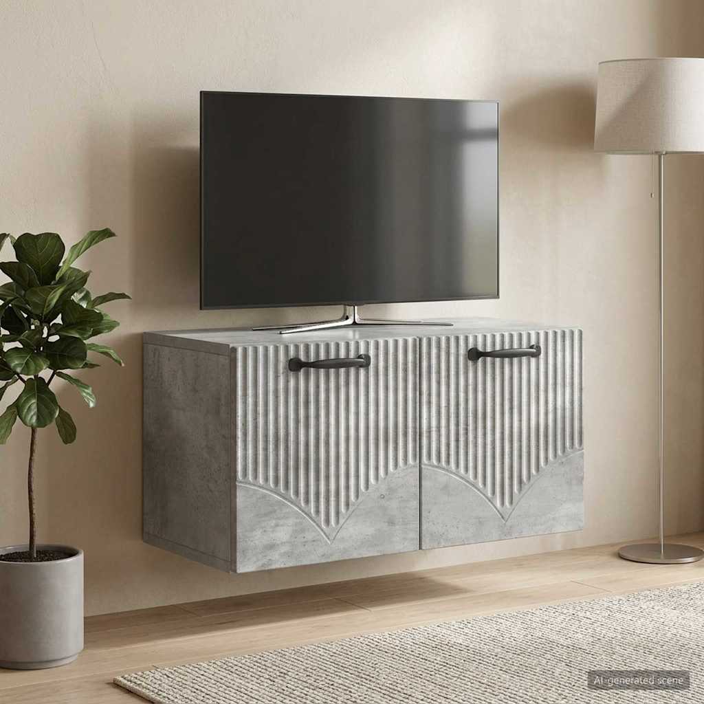 Gabinete de TV de parede cinzento cimento 59,5 x 31 x 30 cm