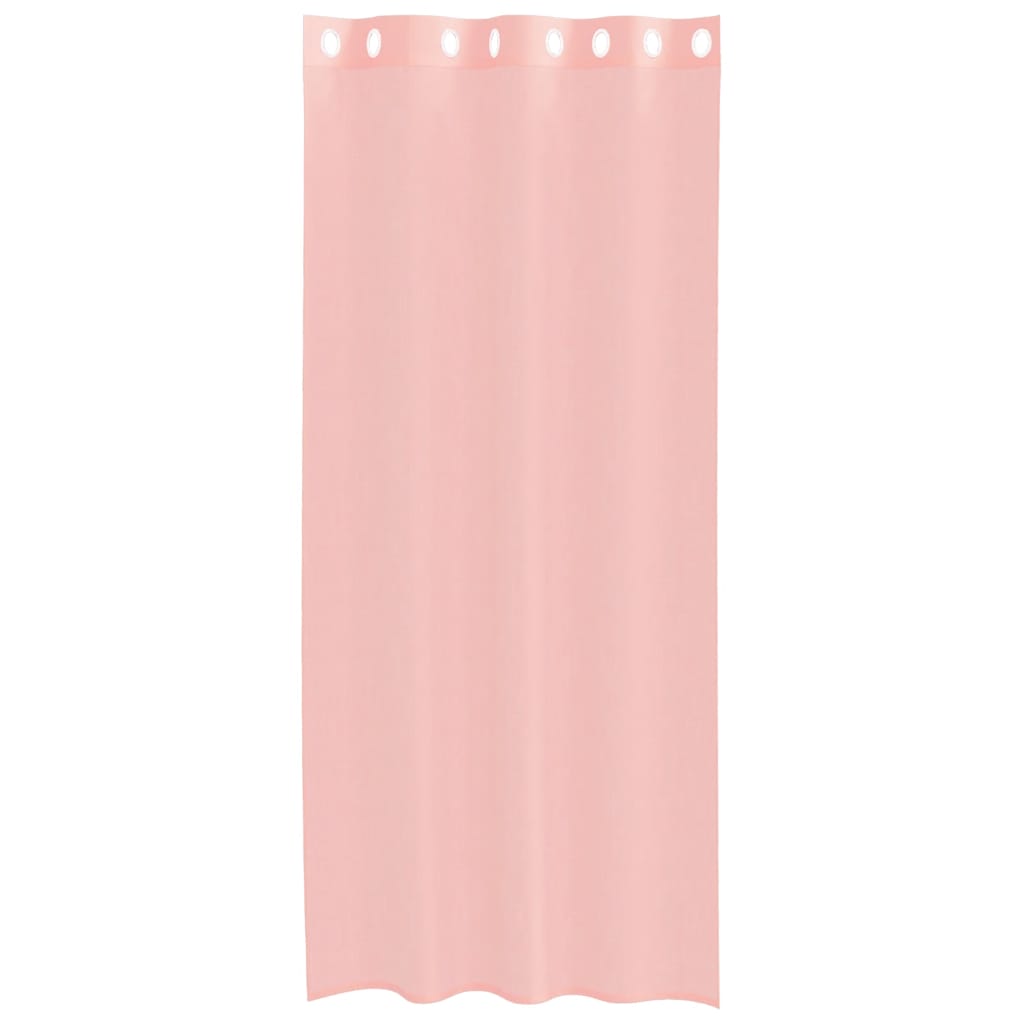 Cortinas de voile com ilhós 2 pcs rosa 140x245 cm
