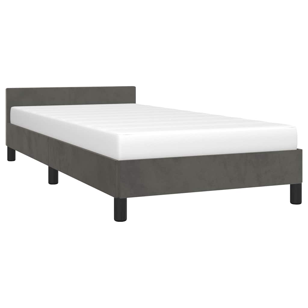 Estrutura de cama sem colchão 100x200 cm veludo cinzento-escuro
